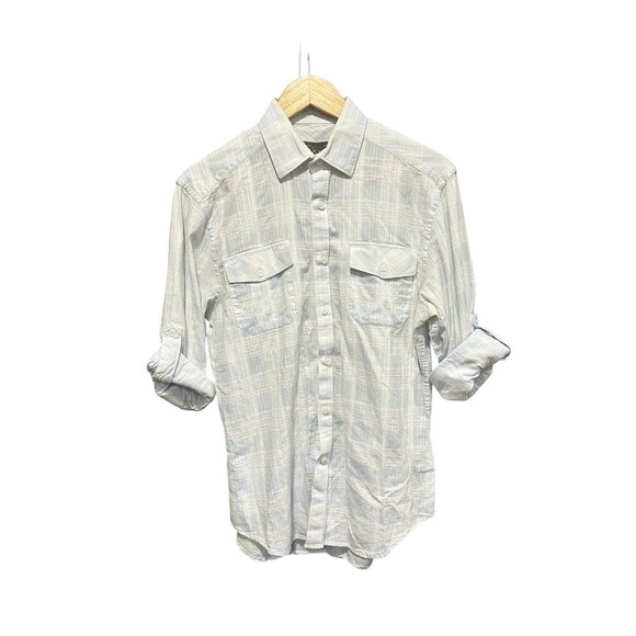 Pronto Uomo Mens Button Down Collar Shirt Blue & White Plaid Size Medium - Picture 1 of 7